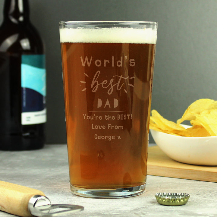 Personalised World's Best Pint Glass in gift category Glasses & Barware