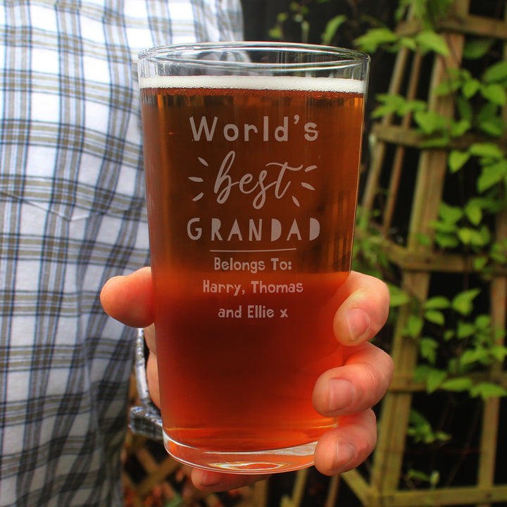 Personalised World's Best Pint Glass - Father's Day gift in gift category Personalised Glass Tankards & Pint Glasses