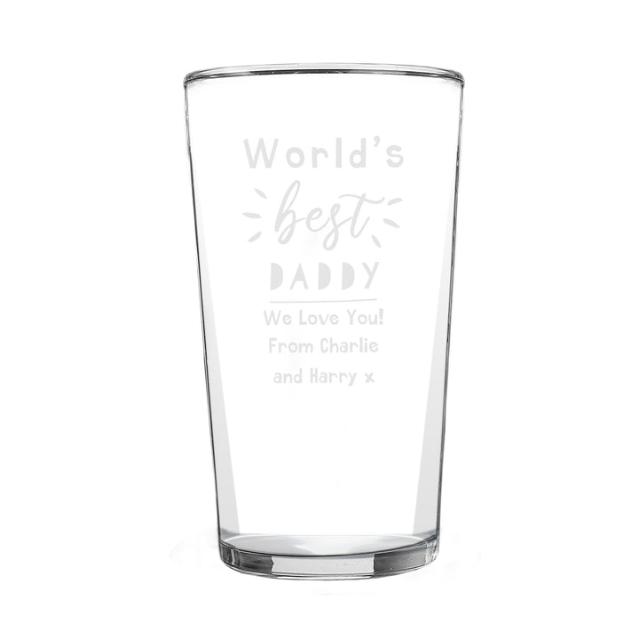 Personalised World's Best Pint Glass - Father's Day gift in gift category Personalised Glass Tankards & Pint Glasses