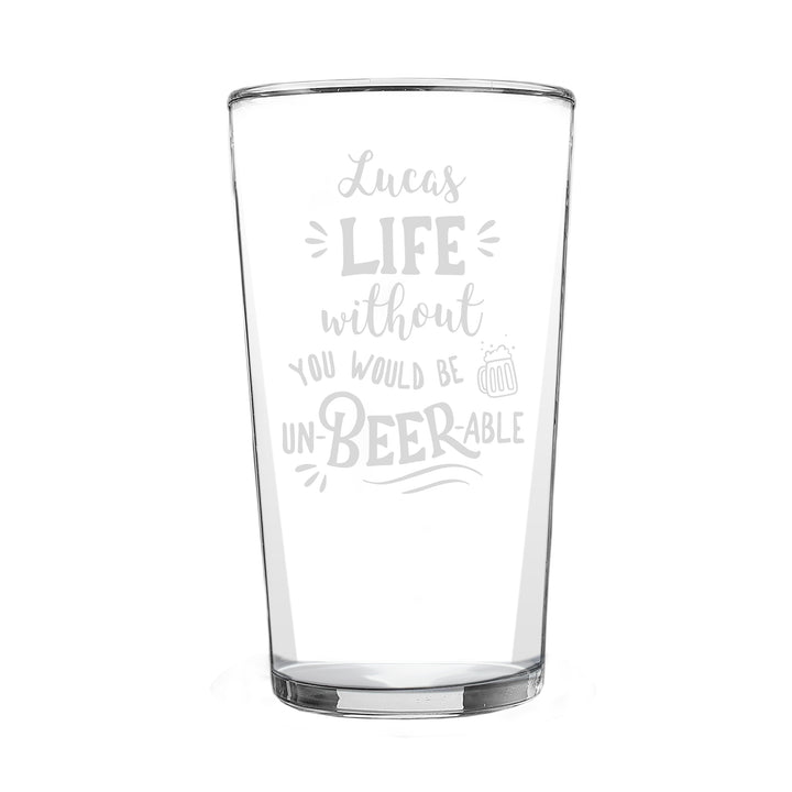 Personalised Un-Beer-Able Pint Glass - part of the Gifts Finder Personalised Beer Pint Glasses And Tankards collection