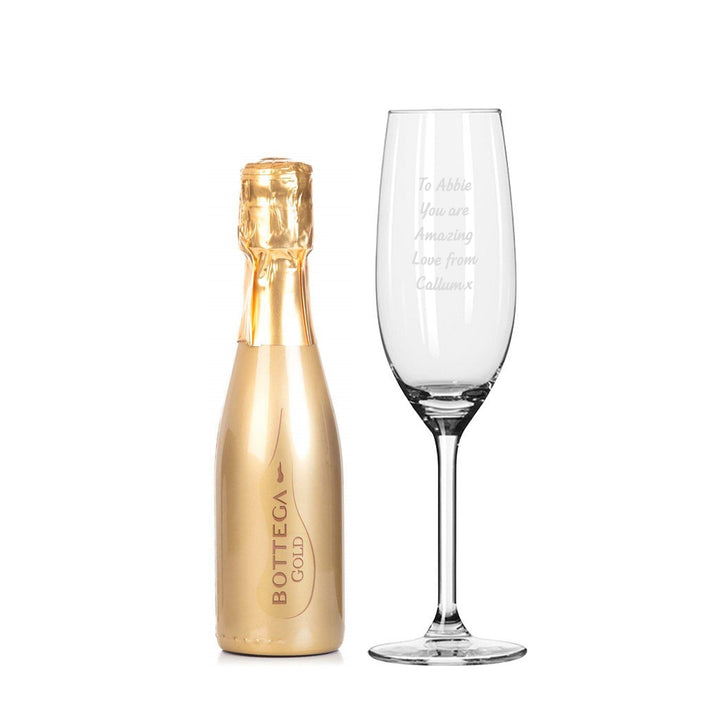 Buy Personalised Flute & Mini Gold Bottega Prosecco Set available now at www.giftsfinder.co.uk