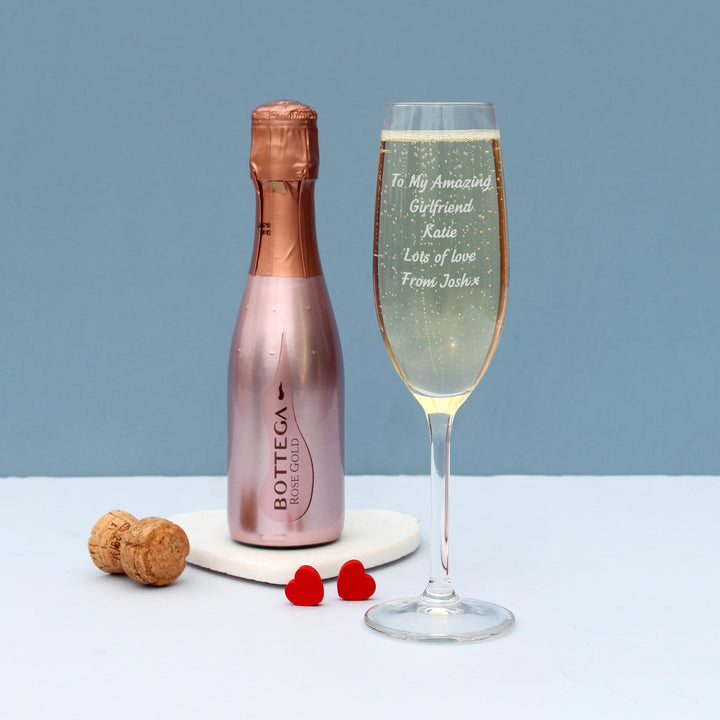 Buy Personalised Flute & Mini Rose Bottega Prosecco Set available now at www.giftsfinder.co.uk