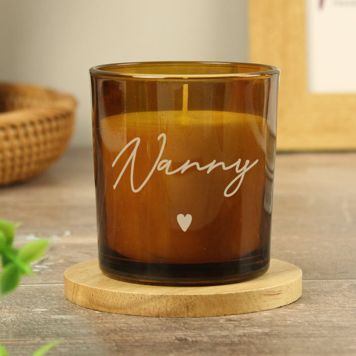 Buy Personalised Amber Glass Candle available now at www.giftsfinder.co.uk