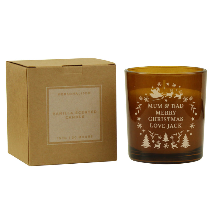 Personalised Engraved Christmas Amber Glass Candle - part of the Gifts Finder Candles & Reed Diffusers collection