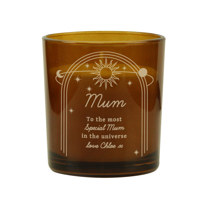 Buy Personalised Celestial Amber Glass Candle available now at www.giftsfinder.co.uk