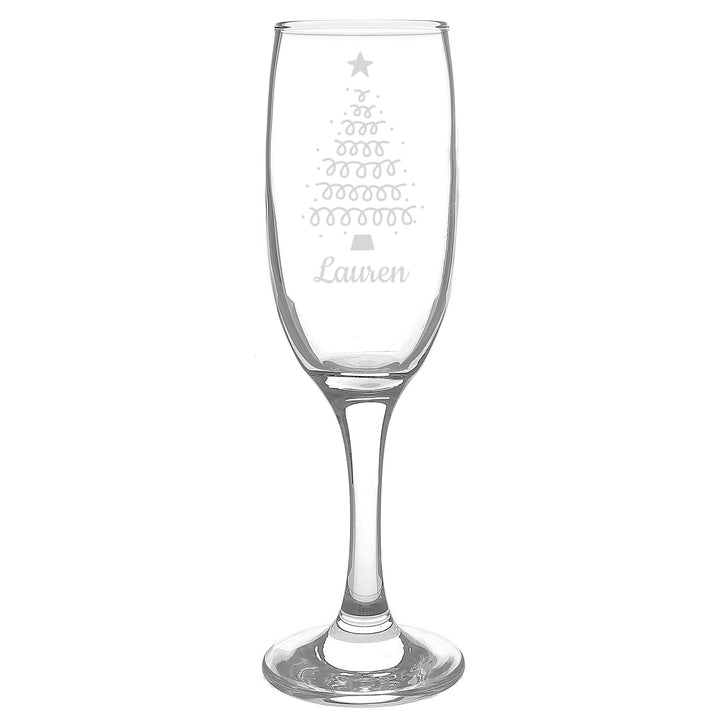 Buy Personalised Christmas Tree Glass Flute available now at www.giftsfinder.co.uk