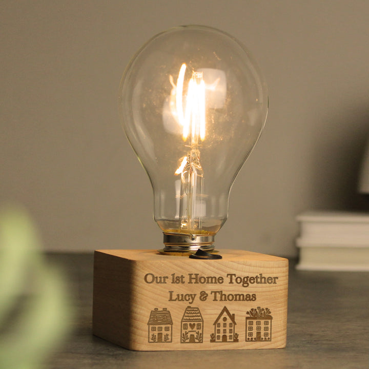 Buy Personalised Home Wooden Bulb Light available now at www.giftsfinder.co.uk