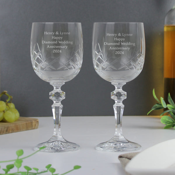 Buy Personalised Pair of Crystal Wine Glasses at www.giftsfinder.co.uk