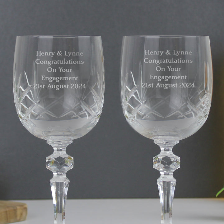 Buy Personalised Pair of Crystal Wine Glasses at www.giftsfinder.co.uk