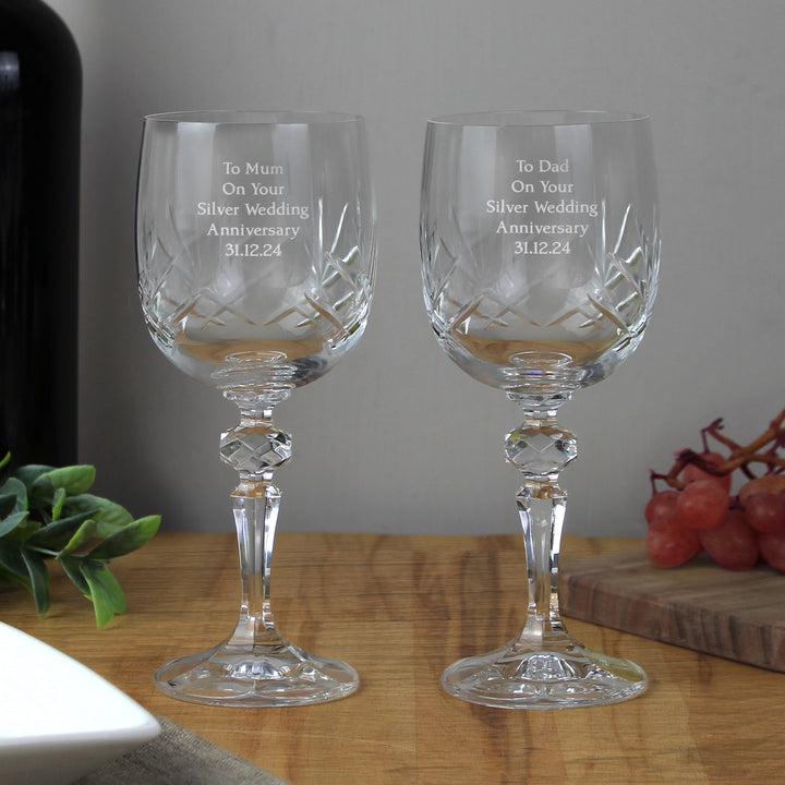 Buy Personalised Pair of Crystal Wine Glasses at www.giftsfinder.co.uk