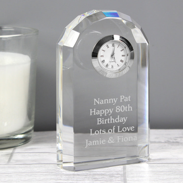 Buy Personalised Crystal Clock available now at www.giftsfinder.co.uk