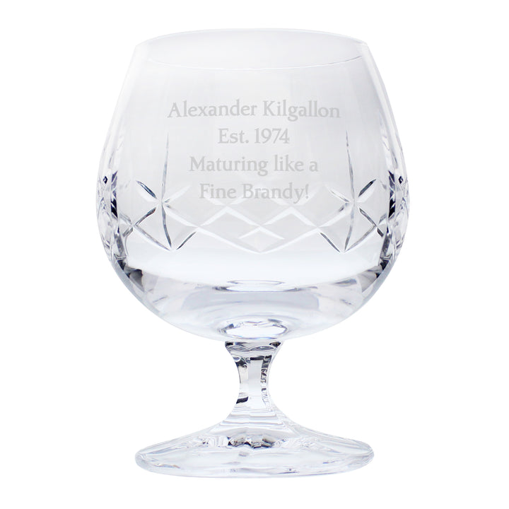 Personalised Cut Crystal Small Brandy Glass - part of the Gifts Finder Personalised Alcohol Gift Sets collection