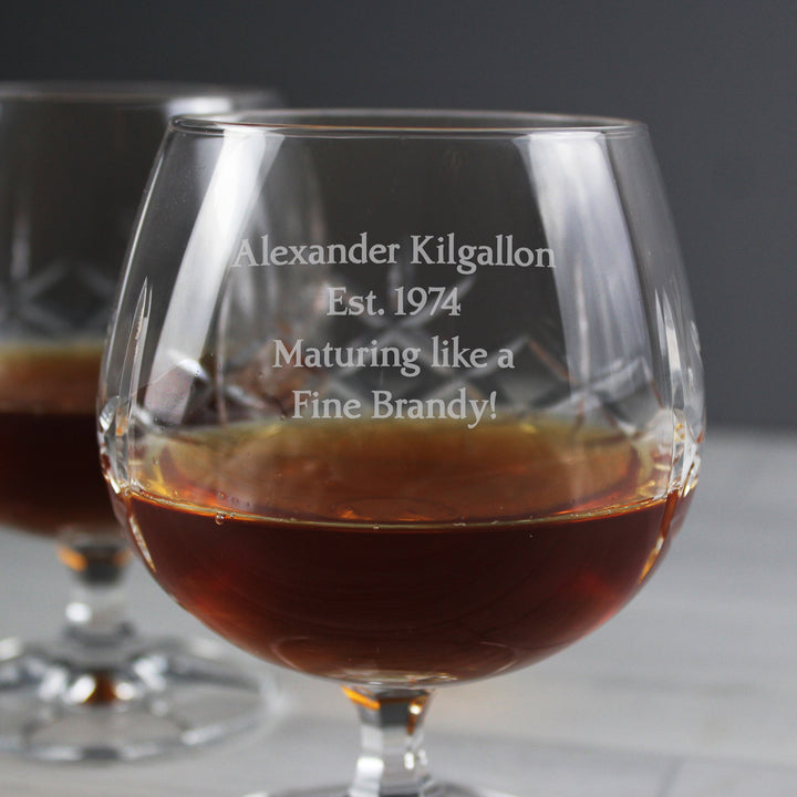 Personalised Cut Crystal Small Brandy Glass - part of the Gifts Finder Personalised Alcohol Gift Sets collection