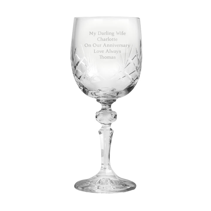 Personalised Cut Crystal Wine Glass - part of the Gifts Finder Personalised Wine Glasses collection