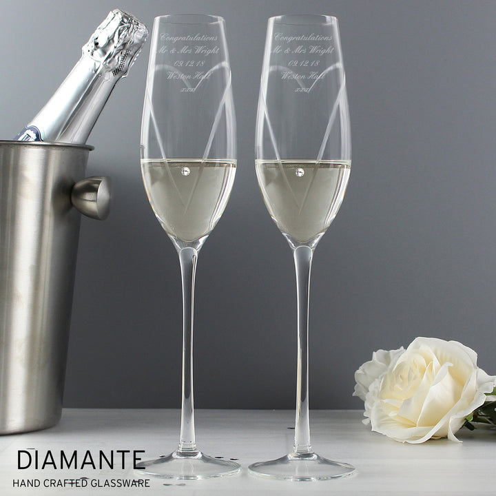 Buy Personalised Hand Cut Heart Pair of Flutes with Gift Box available now at www.giftsfinder.co.uk