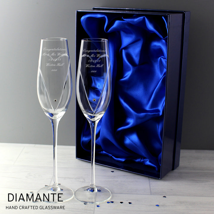 Buy Personalised Hand Cut Heart Pair of Flutes with Gift Box available now at www.giftsfinder.co.uk