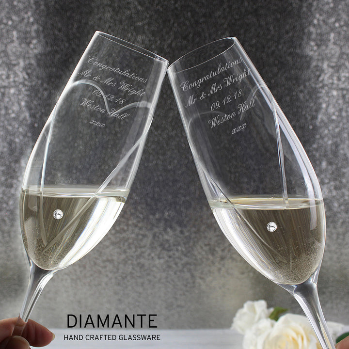 Buy Personalised Hand Cut Heart Pair of Flutes with Gift Box available now at www.giftsfinder.co.uk