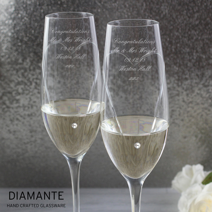 Buy Personalised Hand Cut Heart Pair of Flutes with Gift Box available now at www.giftsfinder.co.uk