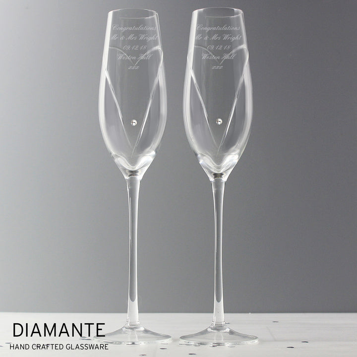 Buy Personalised Hand Cut Heart Pair of Flutes with Gift Box available now at www.giftsfinder.co.uk