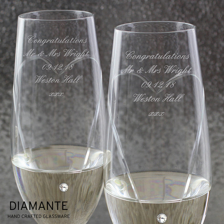 Buy Personalised Hand Cut Heart Pair of Flutes with Gift Box available now at www.giftsfinder.co.uk