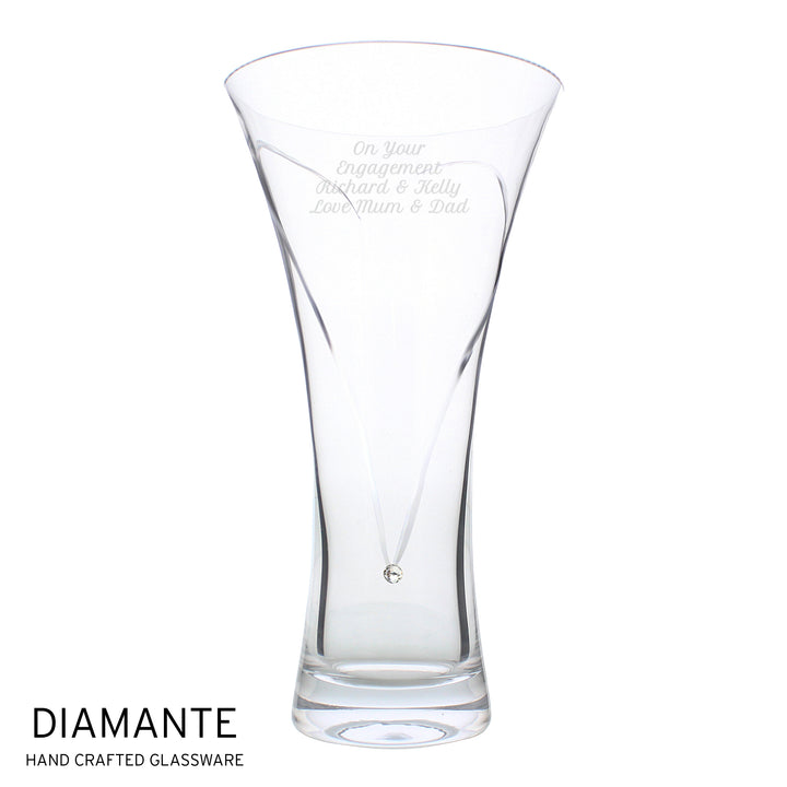 Buy Personalised Large Hand Cut Diamante Heart Vase available now at www.giftsfinder.co.uk