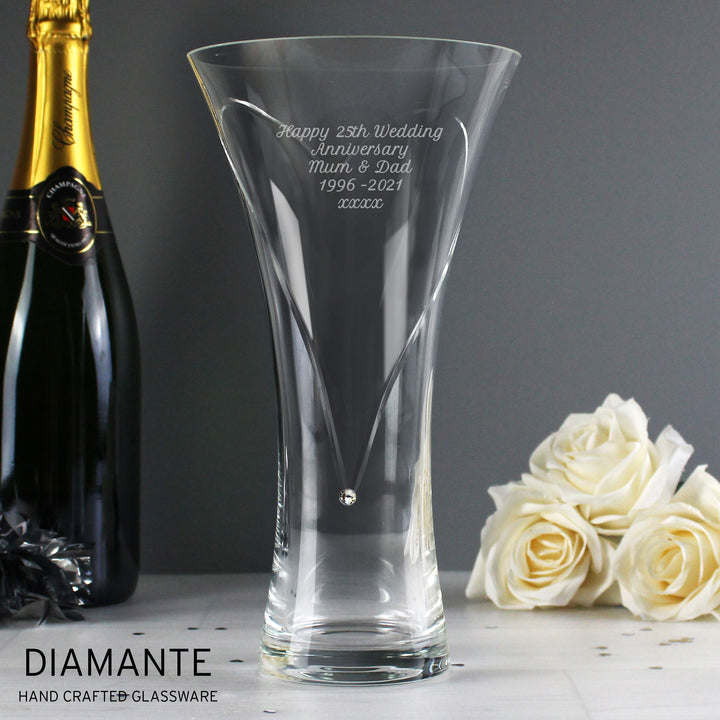 Buy Personalised Engraved Large Hand Cut Diamante Heart Vase available now at www.giftsfinder.co.uk