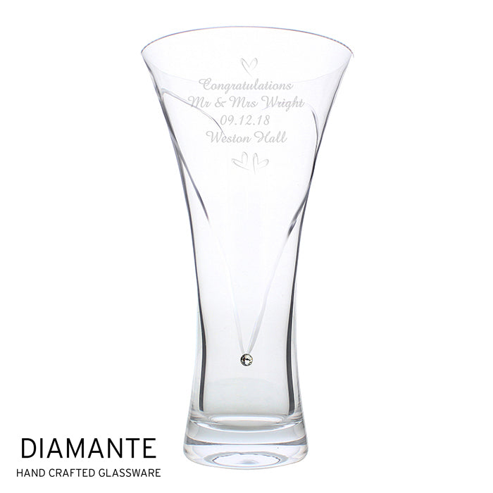 Buy Personalised Large Hand Cut Little Hearts Diamante Vase available now at www.giftsfinder.co.uk