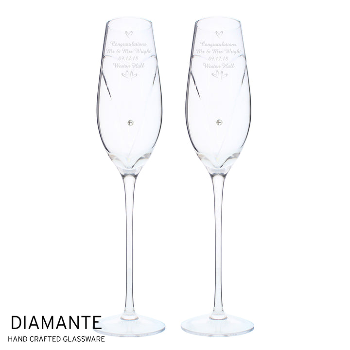 Buy Personalised Hand Cut Little Hearts Pair of Flutes with Gift Box available now at www.giftsfinder.co.uk