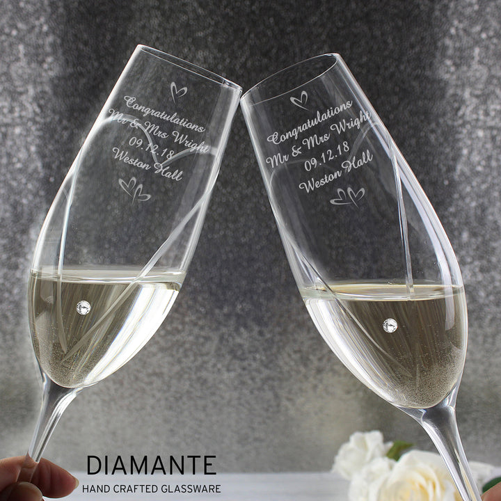 Buy Personalised Hand Cut Little Hearts Pair of Flutes with Gift Box available now at www.giftsfinder.co.uk