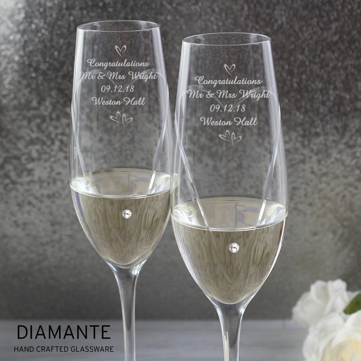 Buy Personalised Hand Cut Little Hearts Pair of Flutes with Gift Box available now at www.giftsfinder.co.uk