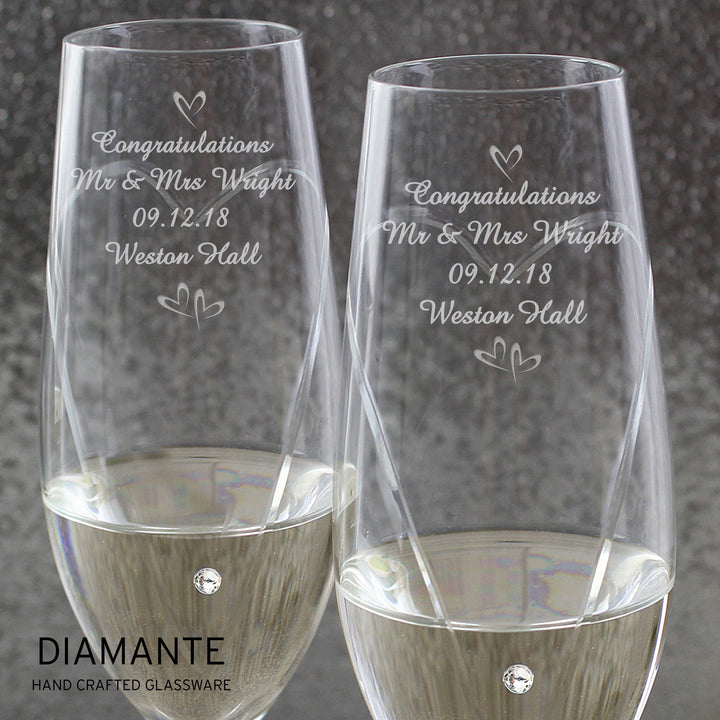 Buy Personalised Hand Cut Little Hearts Pair of Flutes with Gift Box available now at www.giftsfinder.co.uk