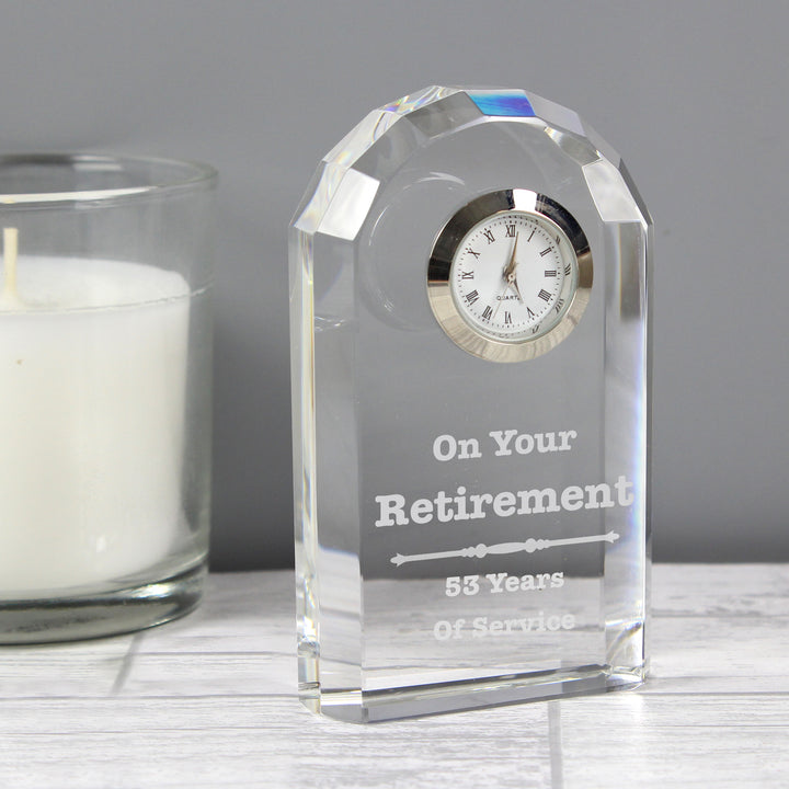 Personalised Scroll Design Crystal Clock in gift category Personalised Clocks