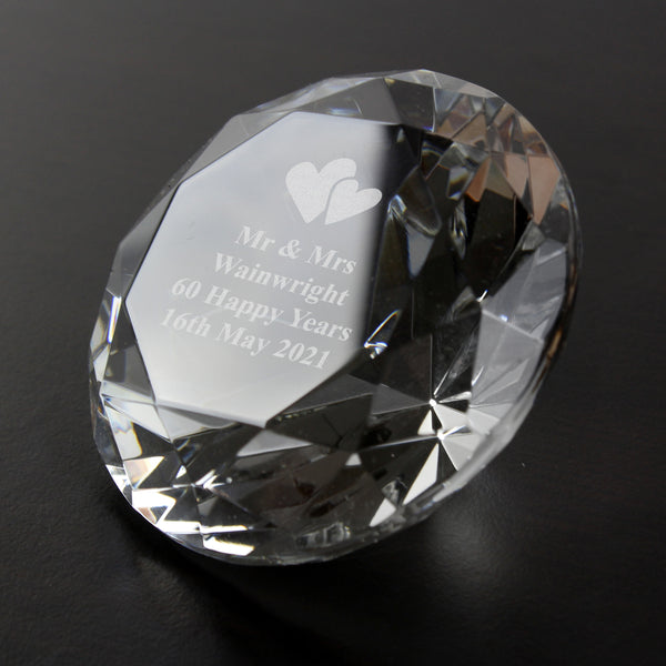 Buy Personalised Heart Motif Diamond Paperweight available now at www.giftsfinder.co.uk