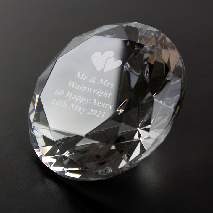 Buy Personalised Heart Motif Diamond Paperweight available now at www.giftsfinder.co.uk