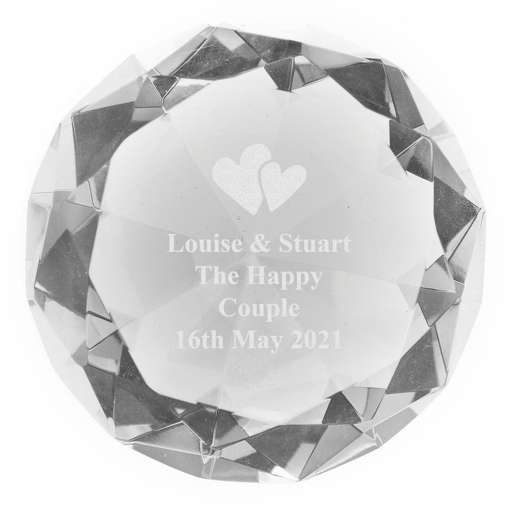 Buy Personalised Heart Motif Diamond Paperweight available now at www.giftsfinder.co.uk