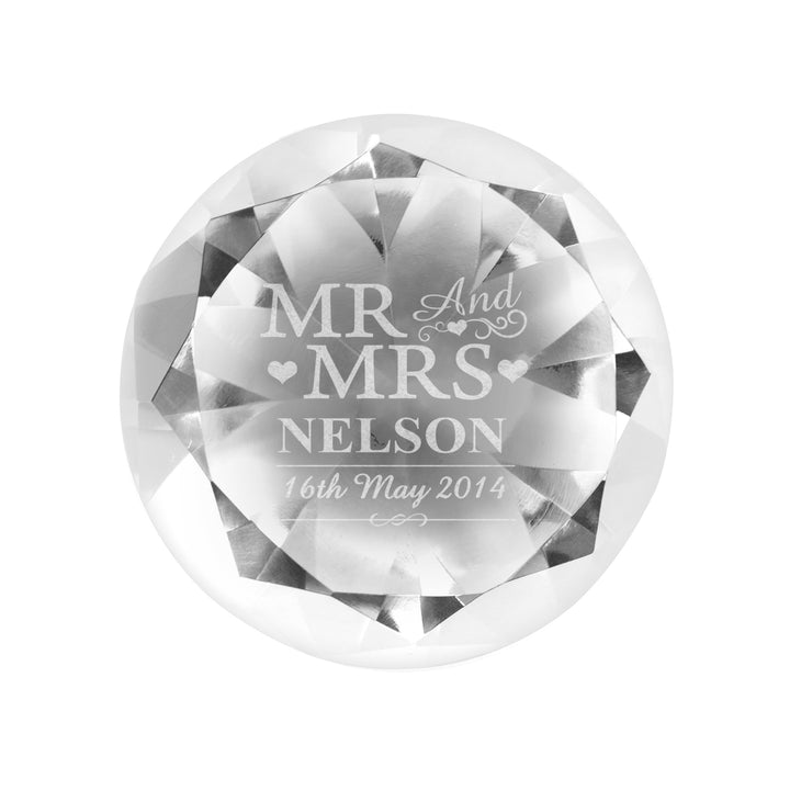 Buy Personalised Mr & Mrs Diamond Paperweight available now at www.giftsfinder.co.uk