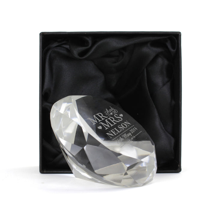 Buy Personalised Mr & Mrs Diamond Paperweight available now at www.giftsfinder.co.uk