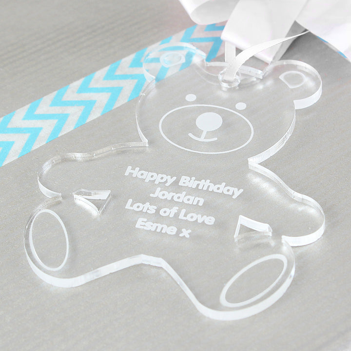 Personalised Acrylic Teddy Bear Decoration - part of the Gifts Finder Personalised Teddy Bears collection