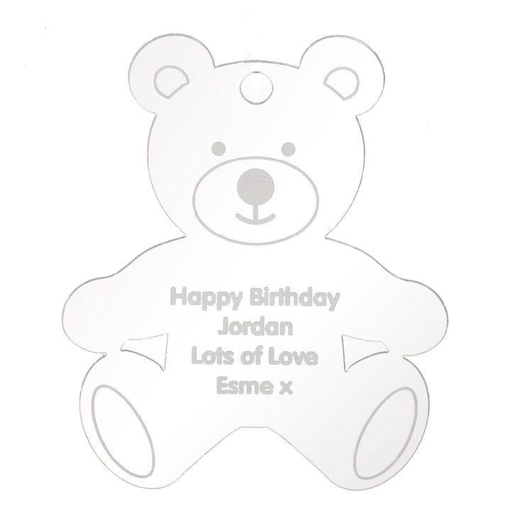 Personalised Acrylic Teddy Bear Decoration - part of the Gifts Finder Personalised Teddy Bears collection