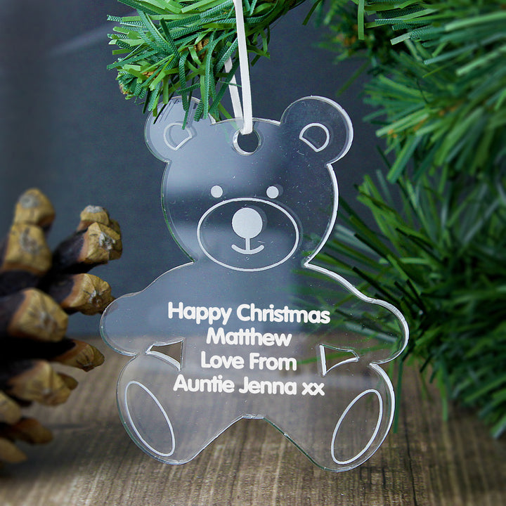 Personalised Acrylic Teddy Bear Decoration - part of the Gifts Finder Personalised Teddy Bears collection