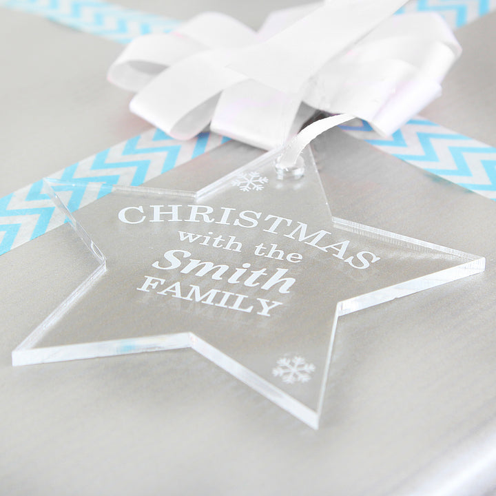 Personalised Acrylic Christmas Star Decoration - part of the Gifts Finder Personalised Christmas Decorations collection