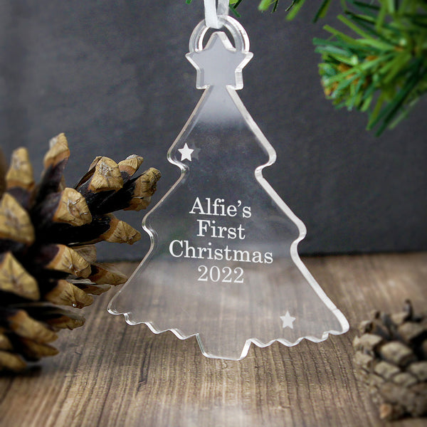 Buy Personalised Acrylic Tree Decoration available now at www.giftsfinder.co.uk