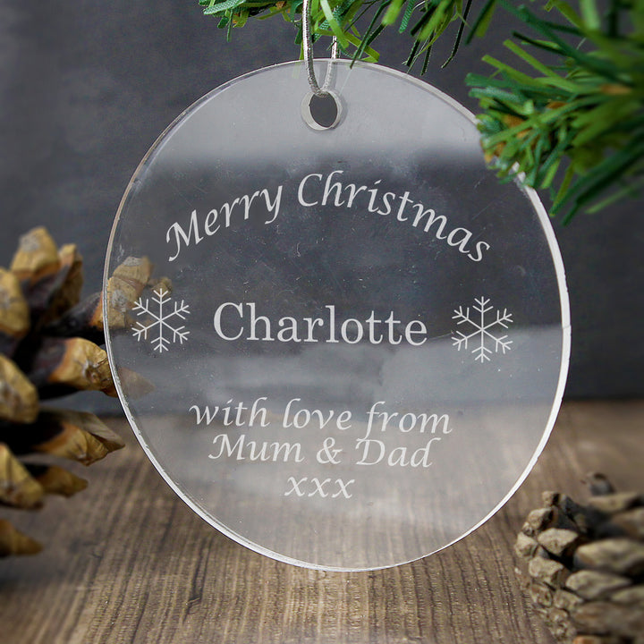 Buy Personalised Acrylic Bauble Decoration available now at www.giftsfinder.co.uk