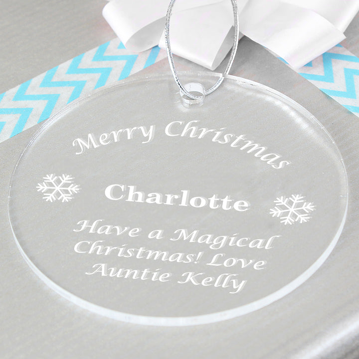 Buy Personalised Acrylic Bauble Decoration available now at www.giftsfinder.co.uk