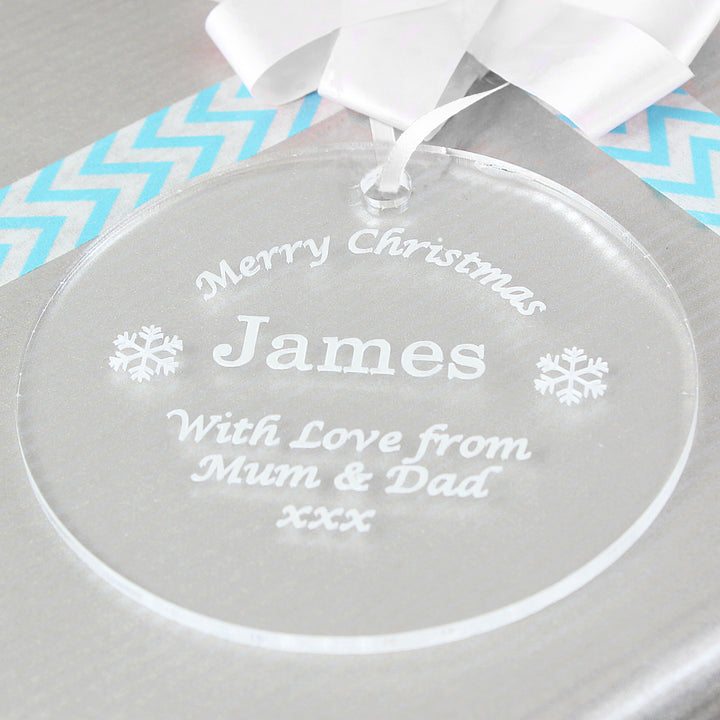 Buy Personalised Acrylic Bauble Decoration available now at www.giftsfinder.co.uk