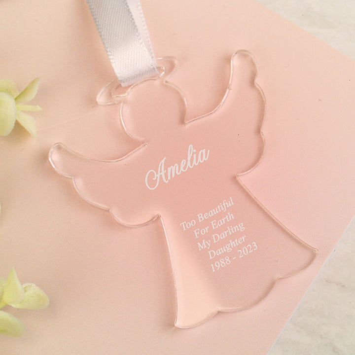 Personalised Acrylic Angel Decoration - part of the Gifts Finder Personalised Christmas Decorations collection