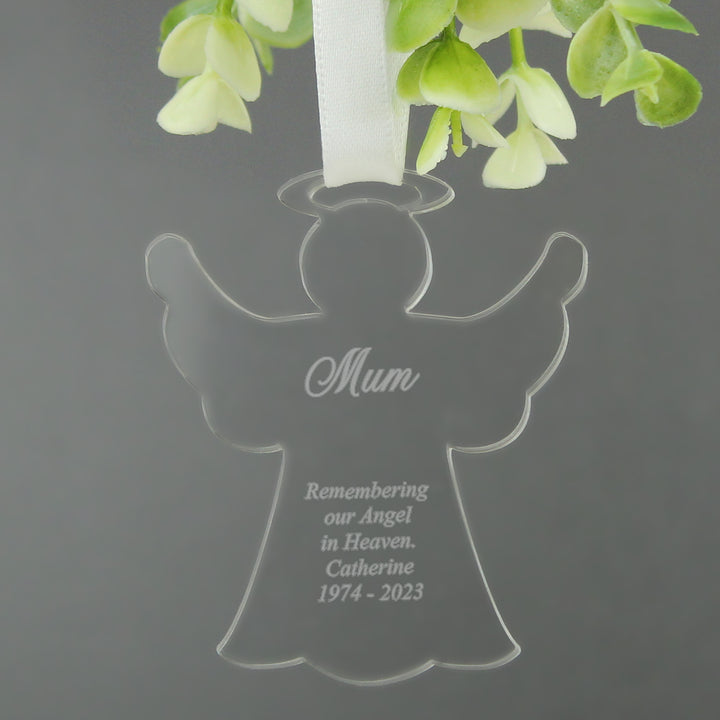 Personalised Acrylic Angel Decoration - part of the Gifts Finder Personalised Christmas Decorations collection