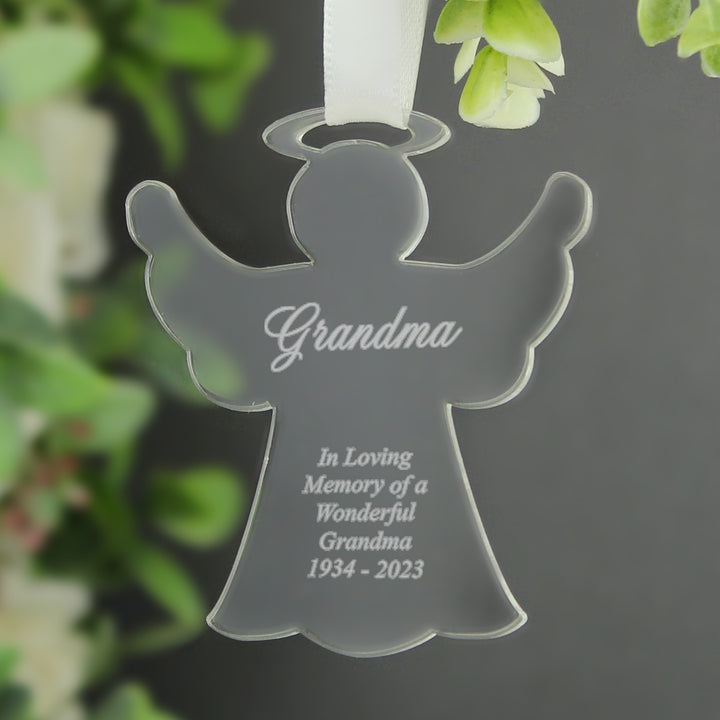 Personalised Acrylic Angel Decoration - part of the Gifts Finder Personalised Christmas Decorations collection