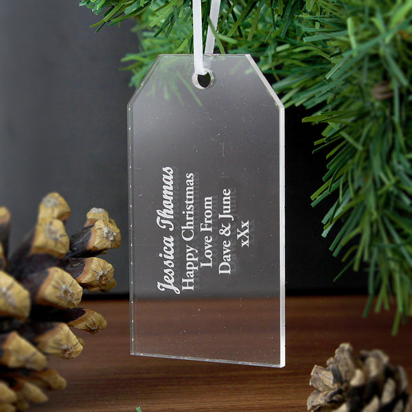 Buy Personalised Acrylic Gift Tag Decoration available now at www.giftsfinder.co.uk