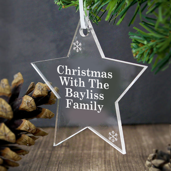 Buy Personalised Acrylic Star Decoration available now at www.giftsfinder.co.uk